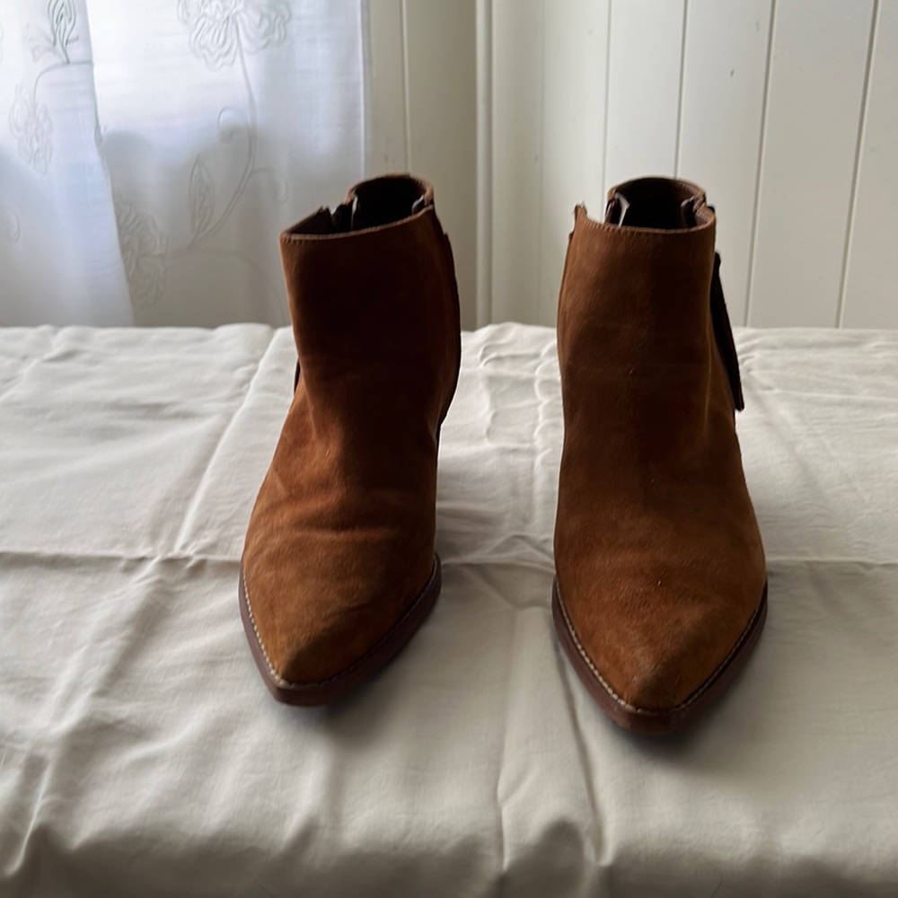 Rust suede booties